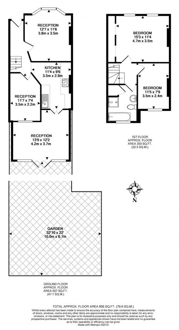 Floor Plan Image for 3 Bedroom Property to Rent in Station Road, Colliers Wood, London