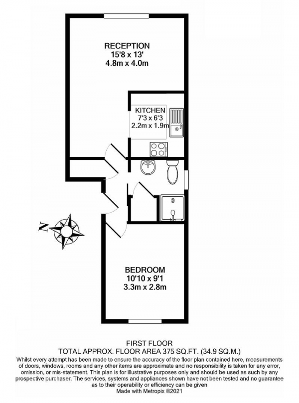 Floor Plan Image for 1 Bedroom Flat for Sale in Palmerston Road, Wimbledon, London