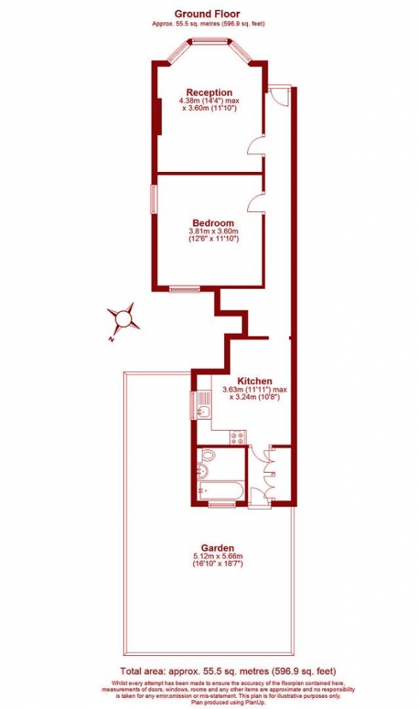 Floor Plan Image for 1 Bedroom Flat to Rent in Waddon Road, Croydon, Surrey