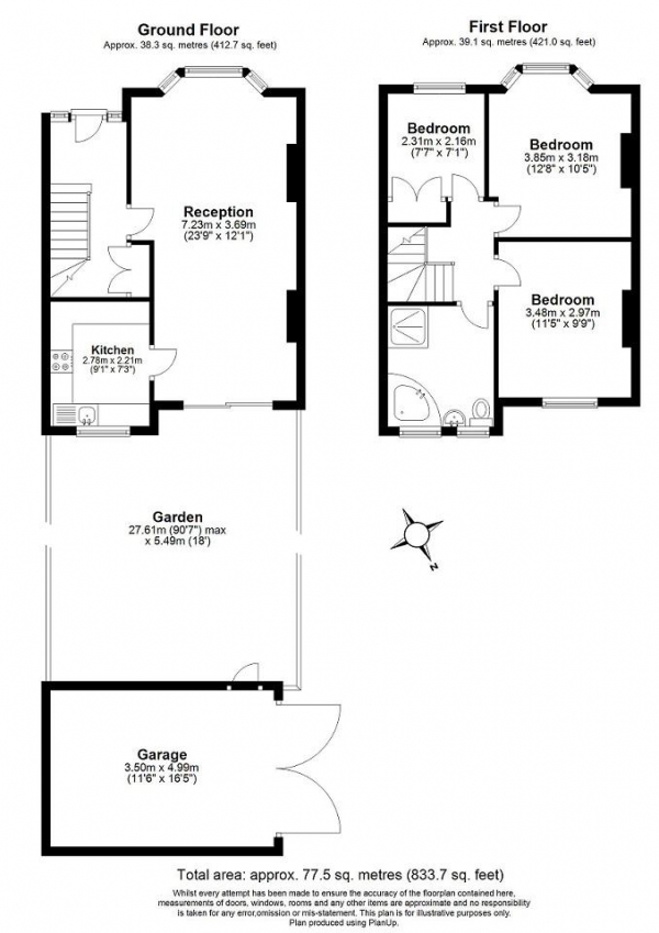 Floor Plan Image for 3 Bedroom Semi-Detached House for Sale in Thurleston Avenue, Morden