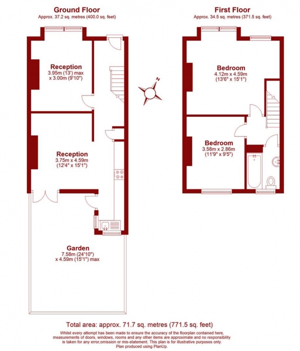 Floor Plan Image for 2 Bedroom Terraced House for Sale in Wandle Bank, Colliers Wood, London