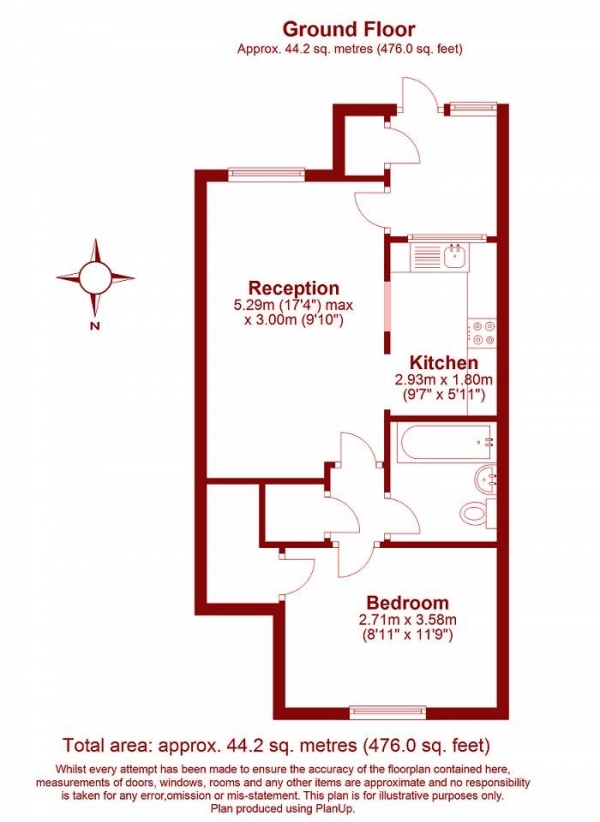 Floor Plan Image for 1 Bedroom Maisonette for Sale in Hogarth Crescent, Colliers Wood, London