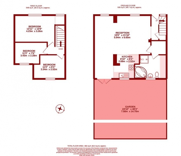 Floor Plan Image for 3 Bedroom End of Terrace House for Sale in Lewis Road, Mitcham