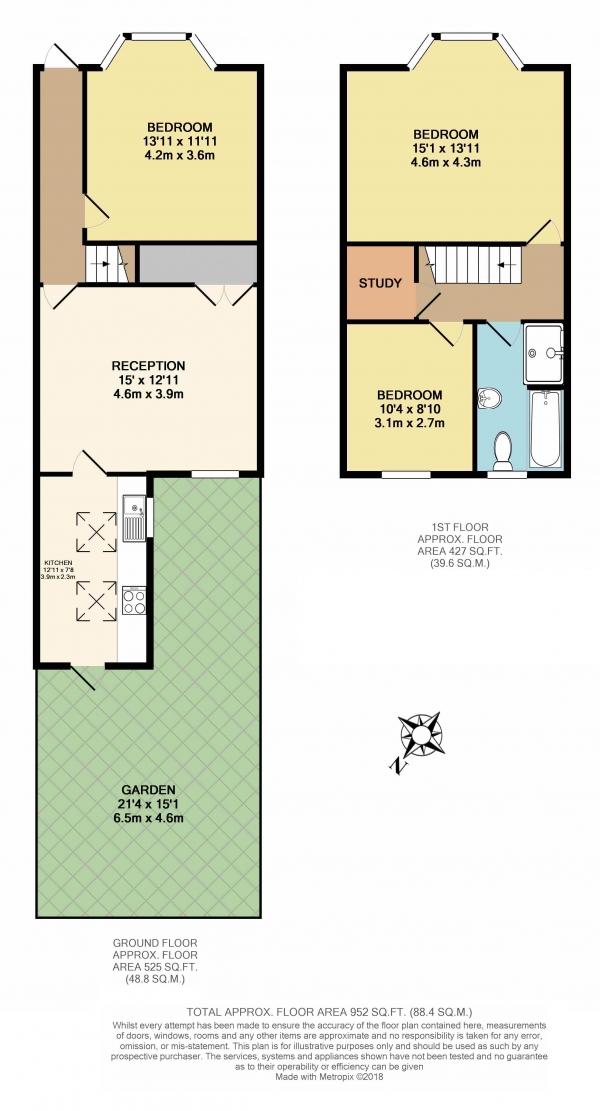 Floor Plan Image for 3 Bedroom Property to Rent in Franciscan Road, Tooting, Tooting