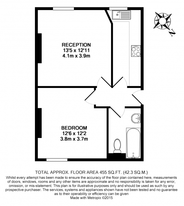 Floor Plan Image for 1 Bedroom Flat to Rent in Longley Road, Tooting, Tooting