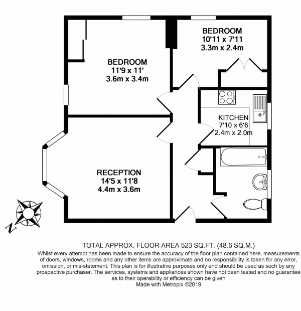 Floor Plan Image for 2 Bedroom Flat to Rent in Tooting Grove, Tooting, Tooting