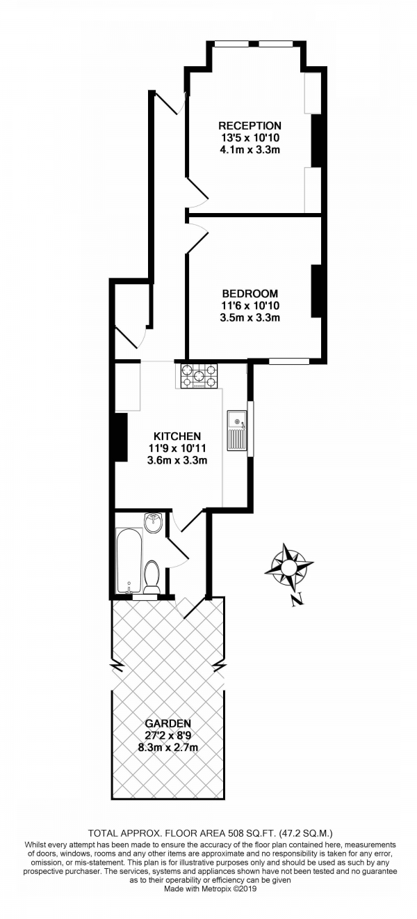 Floor Plan Image for 1 Bedroom Maisonette for Sale in Inglemere Road, Tooting Junction, Tooting