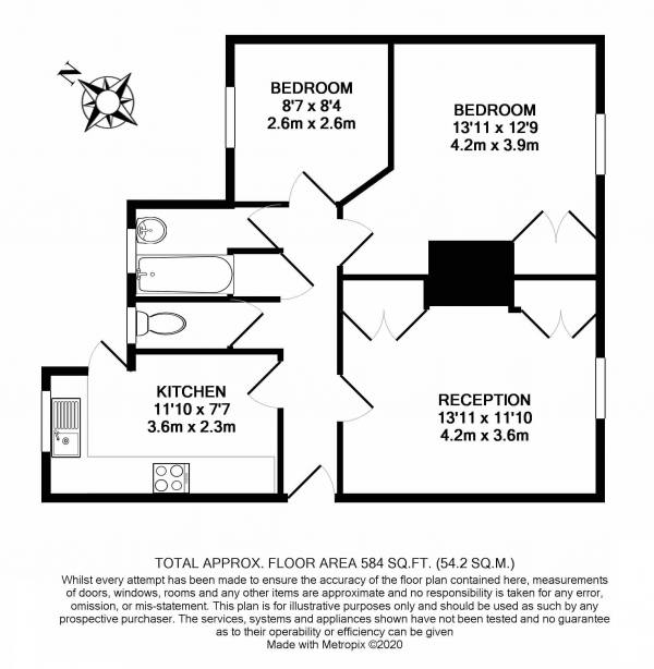 Floor Plan Image for 2 Bedroom Flat to Rent in Fountain Road, Tooting, Tooting