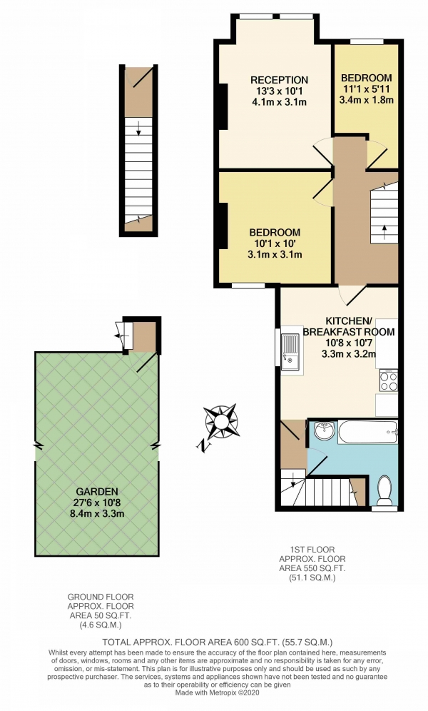 Floor Plan Image for 2 Bedroom Maisonette for Sale in Charlmont Road, Tooting, Tooting