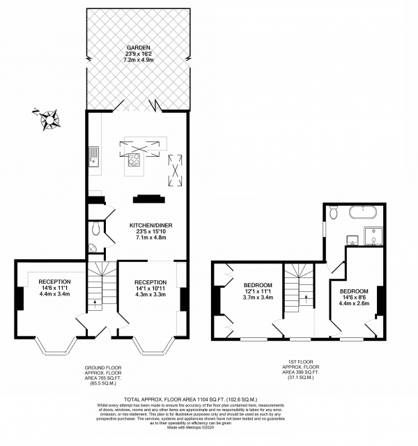 Floor Plan Image for 2 Bedroom Terraced House for Sale in Himley Road, Tooting, Tooting