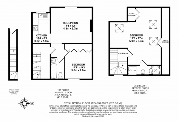 Floor Plan Image for 2 Bedroom Flat for Sale in Montague Road, Wimbledon , Wimbledon