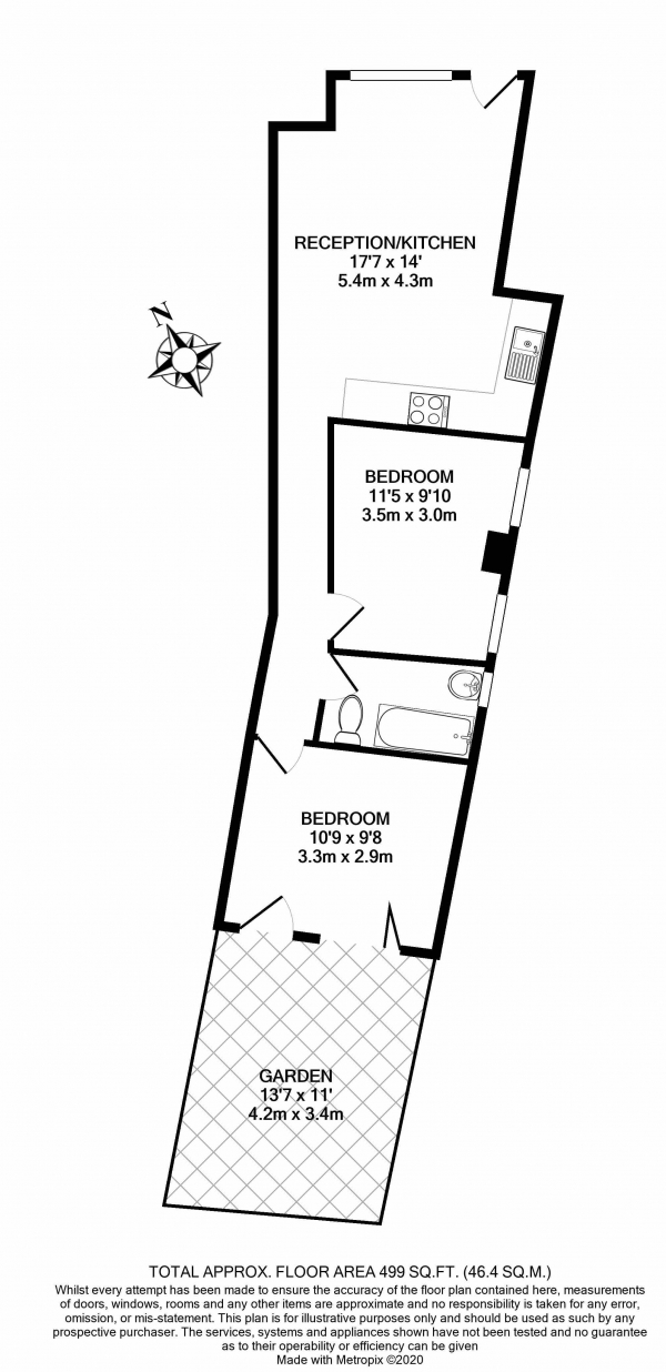 Floor Plan Image for 2 Bedroom Flat for Sale in Blackshaw Road, Tooting , Tooting