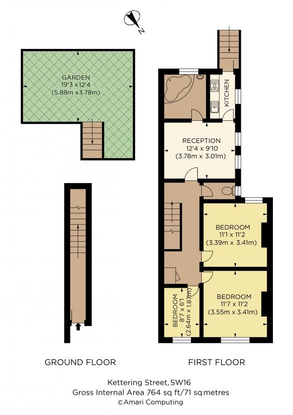 Floor Plan Image for 3 Bedroom Maisonette for Sale in Kettering Street, Furzedown, Furzedown