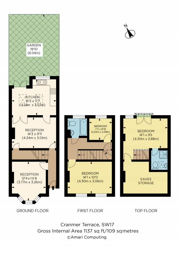 Floor Plan Image for 3 Bedroom Terraced House for Sale in Cranmer Terrace, Tooting, Tooting