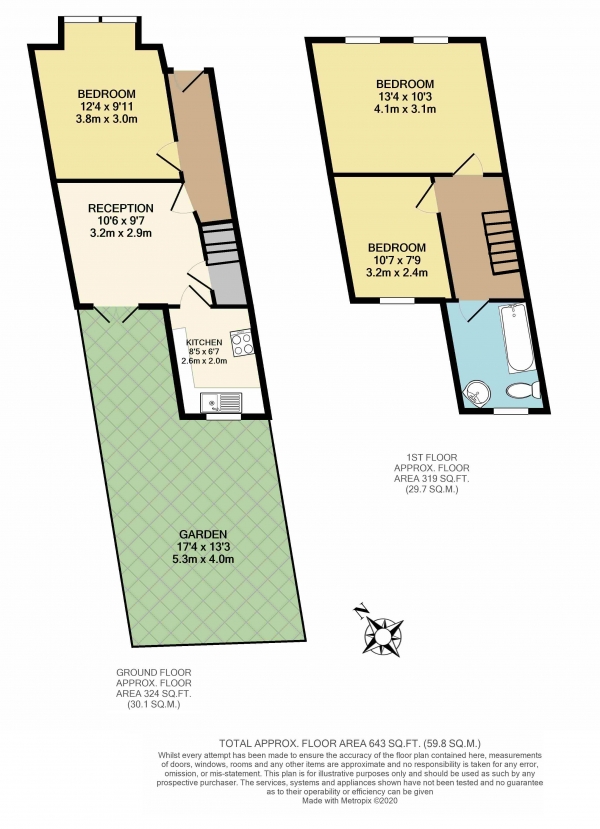 Floor Plan Image for 2 Bedroom Terraced House for Sale in Carlwell Street, Tooting, Tooting