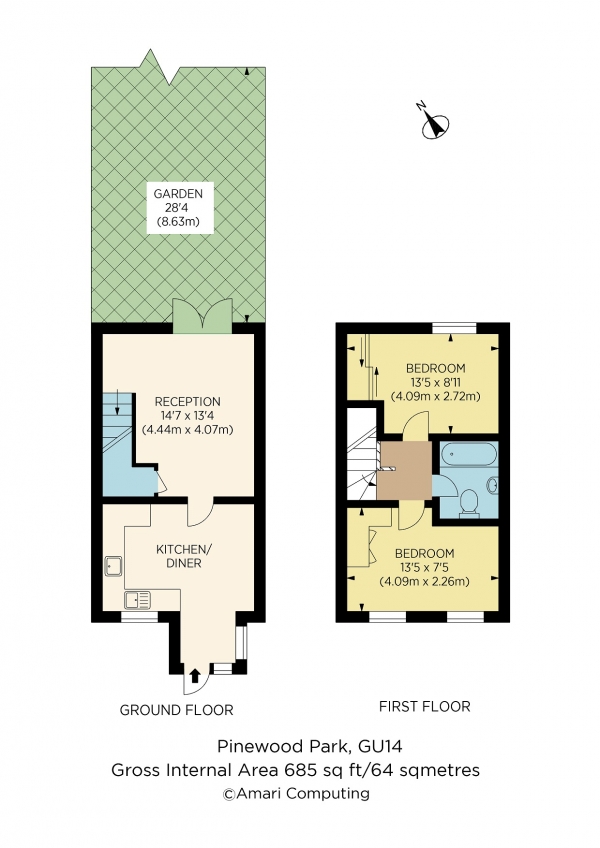 Floor Plan Image for 2 Bedroom Terraced House for Sale in Pinewood Park, Farnborough, Farnborough