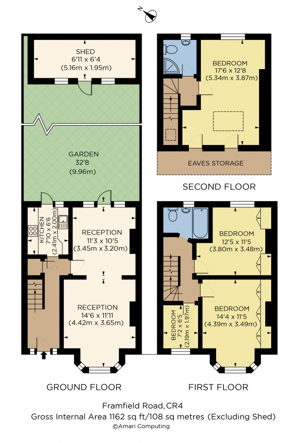 Floor Plan Image for 4 Bedroom Terraced House for Sale in Framfield Road, Mitcham, Mitcham