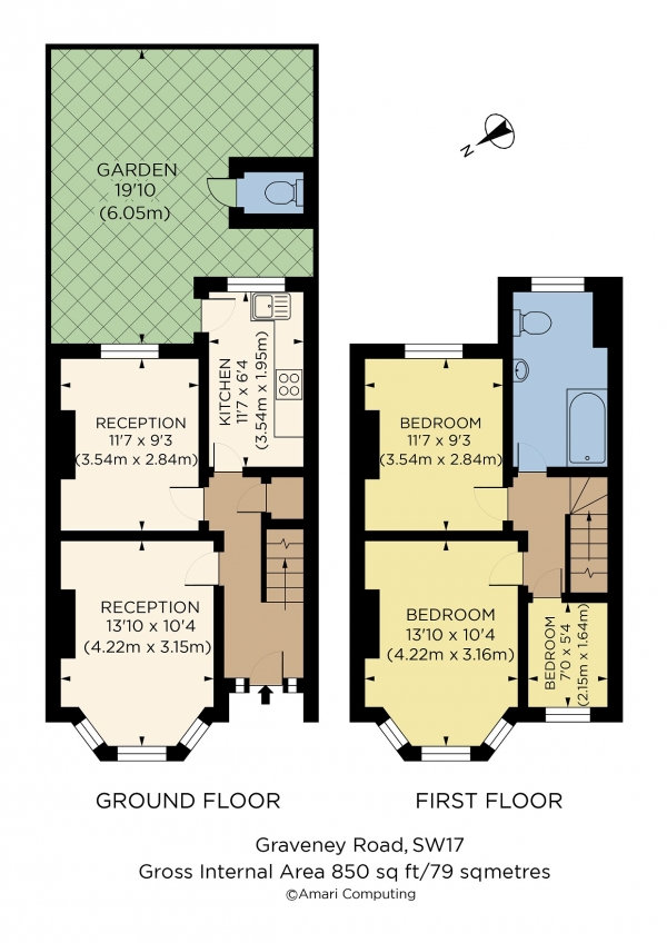 Floor Plan Image for 3 Bedroom Terraced House for Sale in Graveney Road, Tooting, Tooting