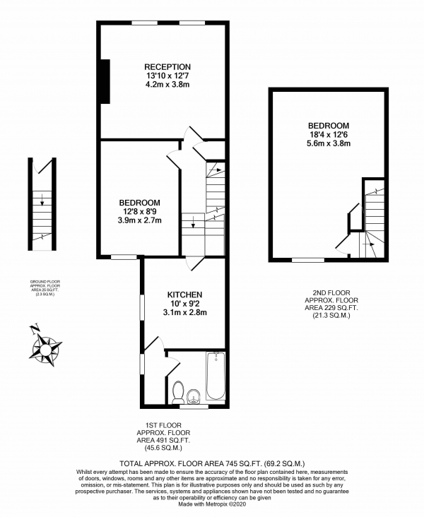 Floor Plan Image for 2 Bedroom Flat to Rent in Sellincourt Road, Tooting, Tooting