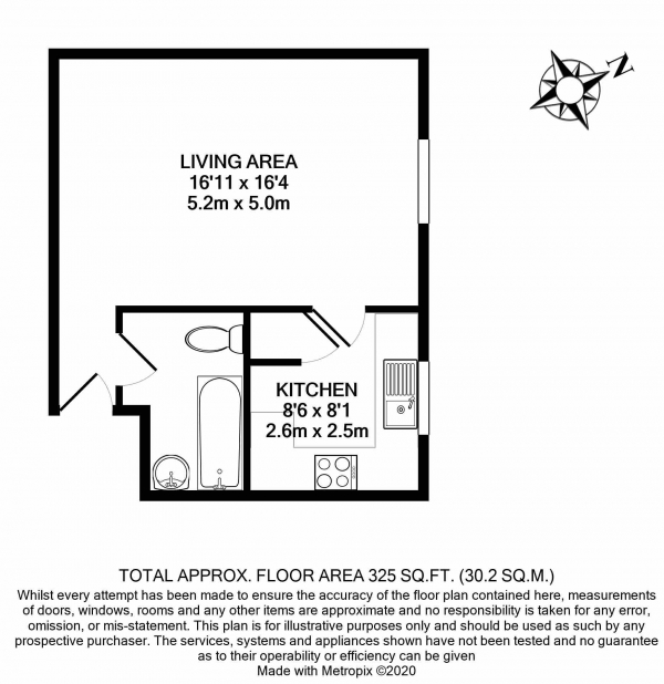 Floor Plan Image for 1 Bedroom Studio for Sale in Massingberd Way, Tooting, Tooting