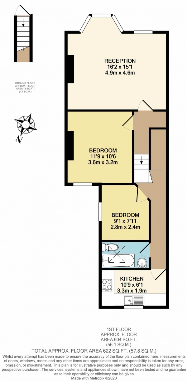 Floor Plan Image for 2 Bedroom Flat to Rent in Vant Road, Tooting, Tooting