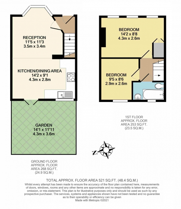 Floor Plan Image for 2 Bedroom Terraced House for Sale in Himley Road, Tooting, Tooting