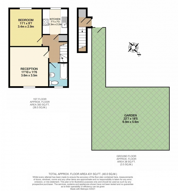 Floor Plan Image for 1 Bedroom Maisonette for Sale in Glastonbury Road, Morden, Morden