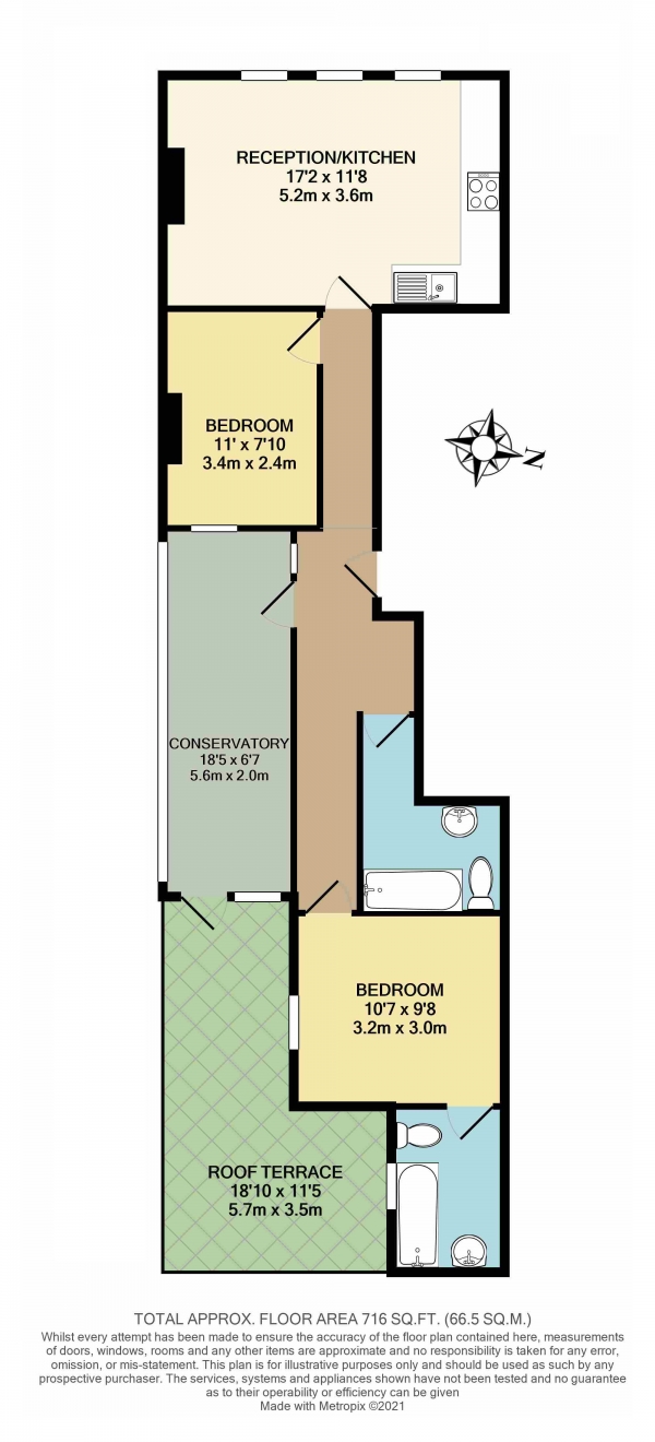 Floor Plan Image for 2 Bedroom Flat for Sale in Northcote Road, Battersea, Battersea