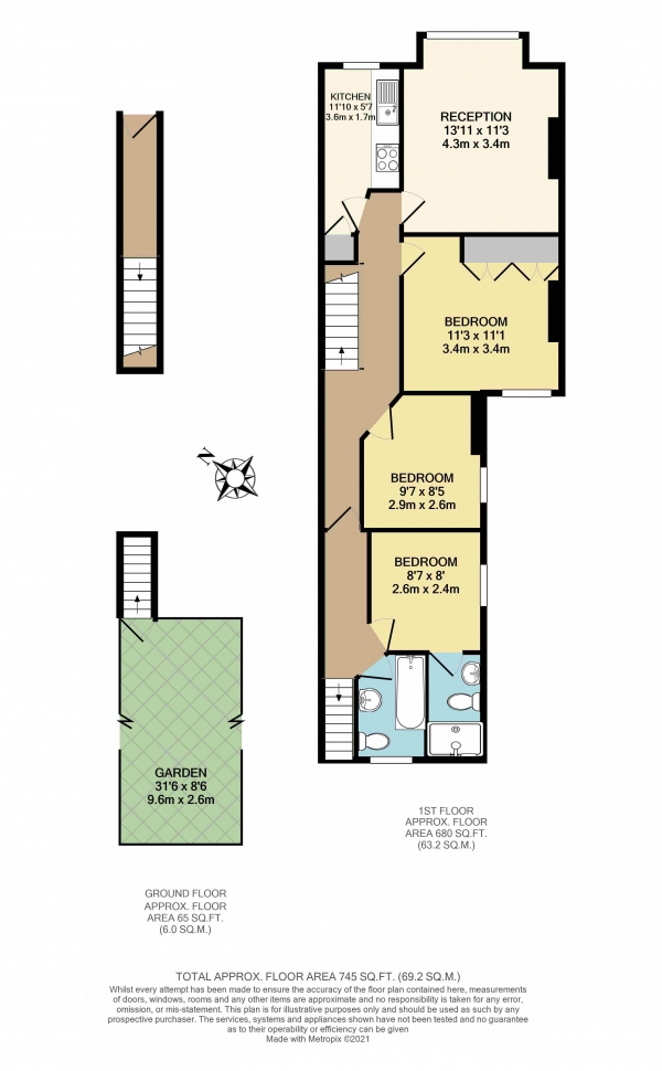 Floor Plan Image for 3 Bedroom Maisonette for Sale in Woodbury Street, Tooting, Tooting