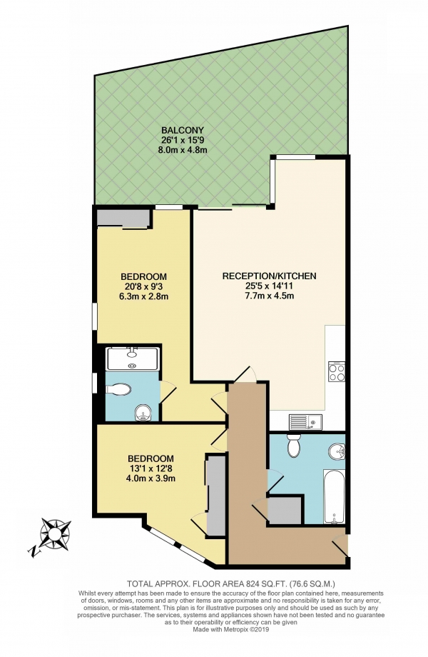 Floor Plan Image for 2 Bedroom Flat to Rent in Tooting High Street, Tooting, Tooting