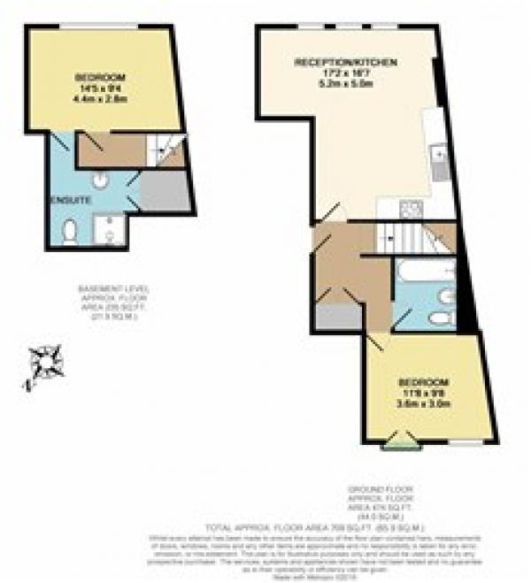 Floor Plan Image for 2 Bedroom Flat to Rent in Tooting High Street, Tooting, Tooting