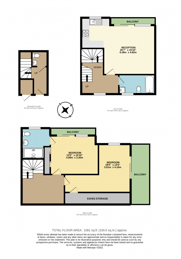 Floor Plan Image for 2 Bedroom Property to Rent in Coverton Road, Tooting, Tooting