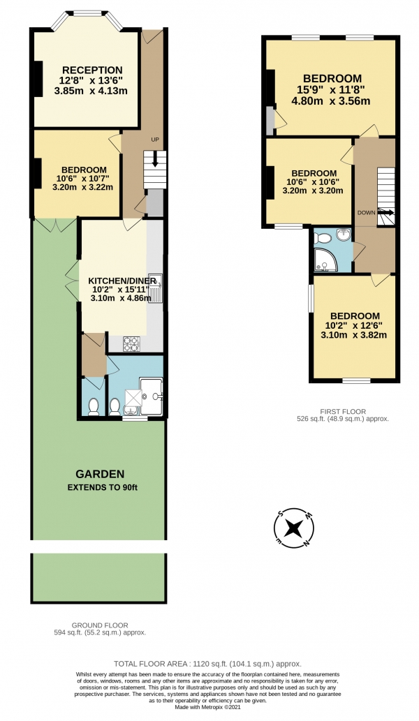 Floor Plan Image for 4 Bedroom End of Terrace House to Rent in Longley Road, Tooting, Tooting