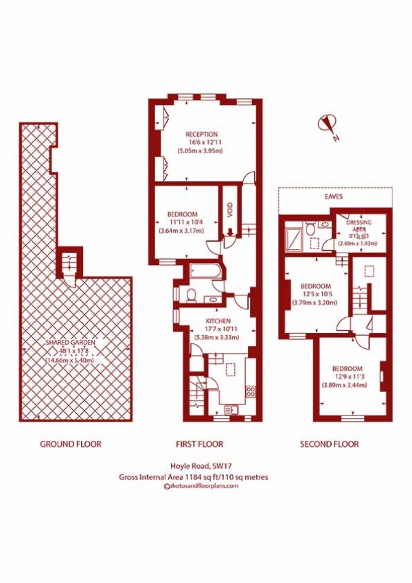 Floor Plan Image for 3 Bedroom Flat for Sale in Hoyle Road, Tooting, Tooting