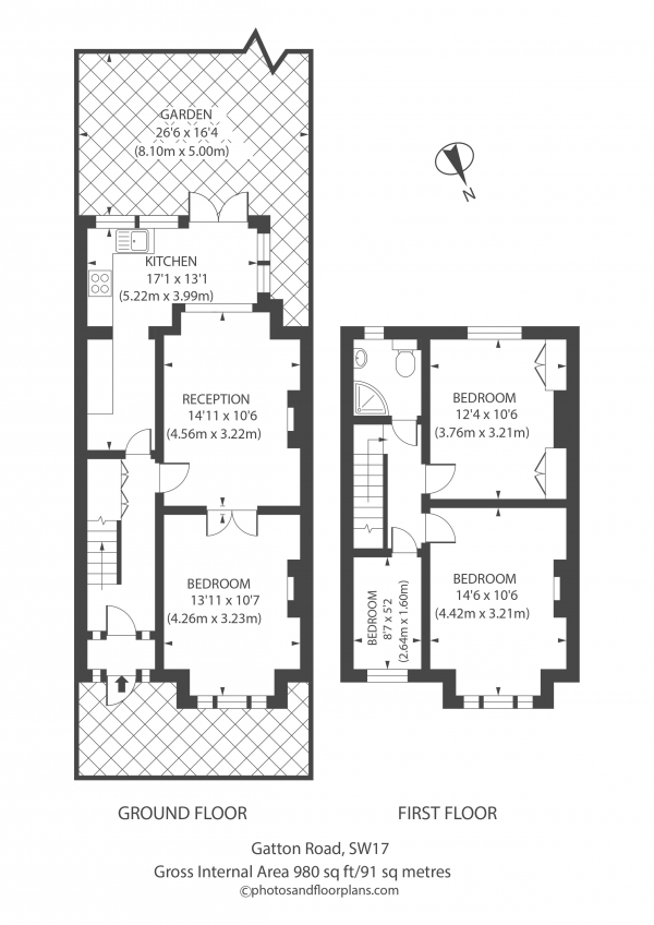 Floor Plan Image for 3 Bedroom Terraced House for Sale in Gatton Road, Tooting, Tooting