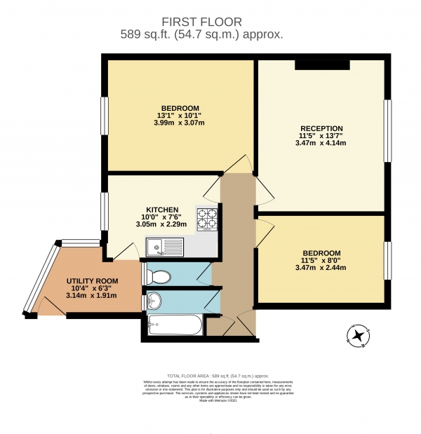 Floor Plan Image for 2 Bedroom Flat to Rent in Balham High Road, Tooting, Tooting