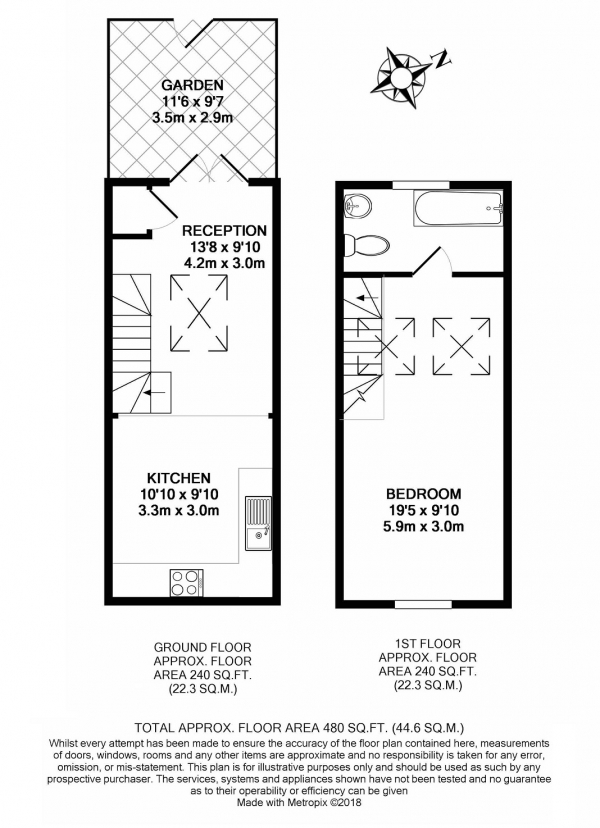 Floor Plan Image for 1 Bedroom Property to Rent in Deal Road, Tooting, Tooting