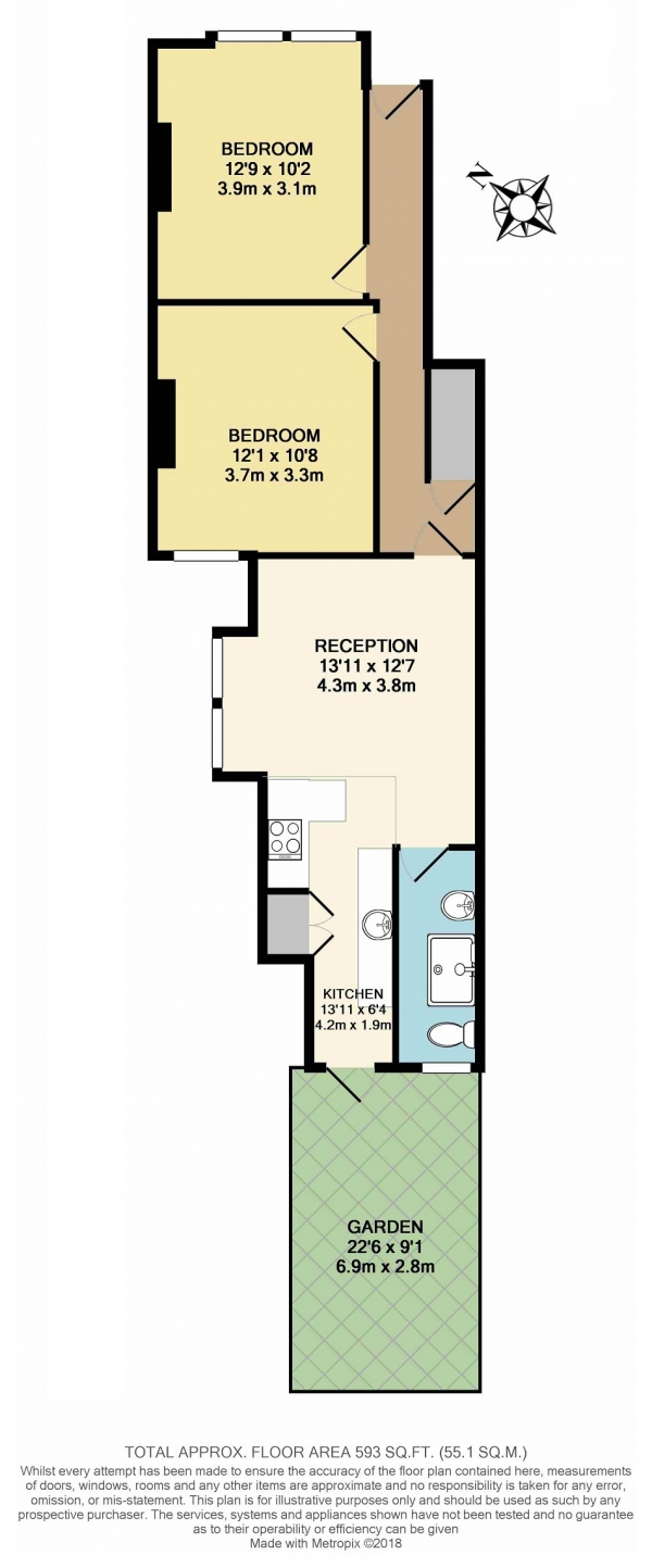 Floor Plan Image for 2 Bedroom Terraced House to Rent in Coverton Road, Tooting, Tooting