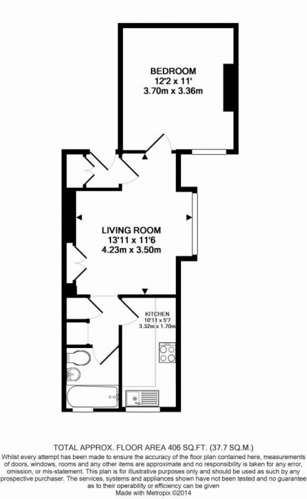 Floor Plan Image for 1 Bedroom Flat to Rent in Garratt Terrace, Tooting, Tooting