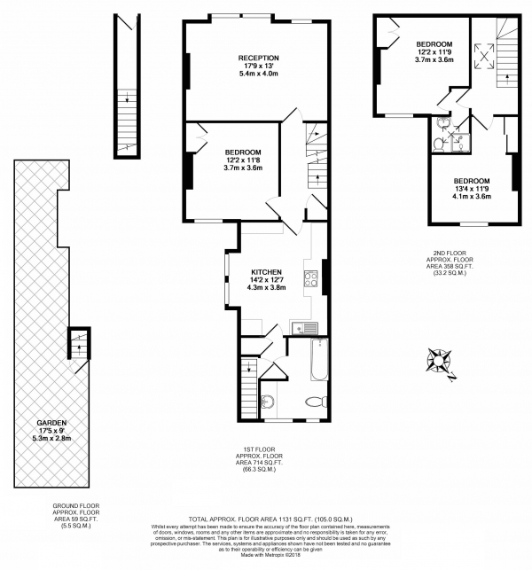 Floor Plan Image for 3 Bedroom Maisonette to Rent in Gilbey Road, Tooting