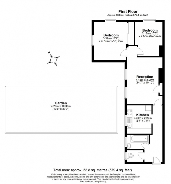 Floor Plan Image for 2 Bedroom Flat for Sale in Garratt Lane, Tooting