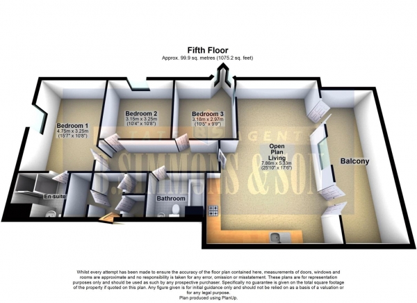 Floor Plan Image for 3 Bedroom Flat for Sale in Burlington avenue, Slough