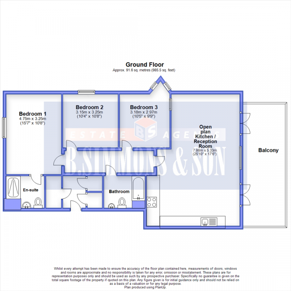 Floor Plan Image for 3 Bedroom Flat for Sale in Burlington avenue, Slough