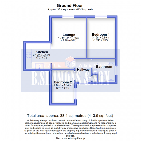 Floor Plan Image for 2 Bedroom Flat for Sale in Lower Cippenham Lane, Slough