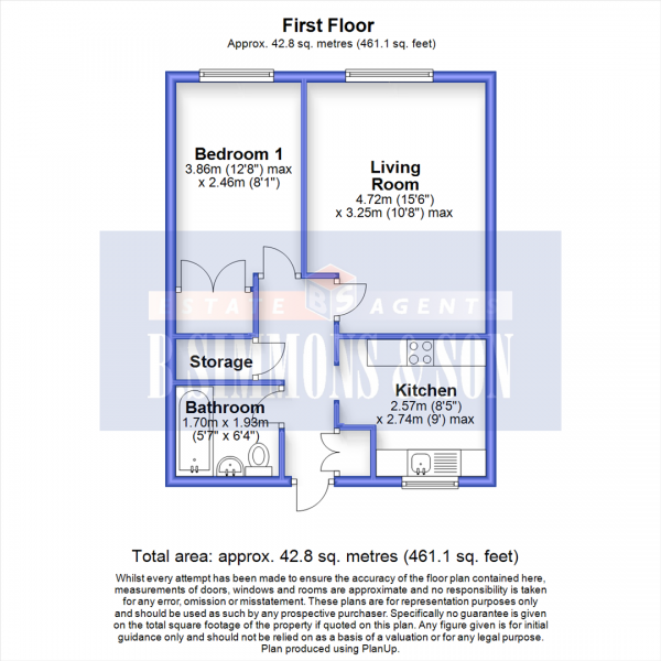 Floor Plan Image for 1 Bedroom Maisonette for Sale in Scafell Road, Slough, Slough