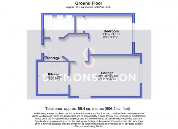 Floor Plan Image for 1 Bedroom Retirement Property for Sale in Penn House, Burnham Village