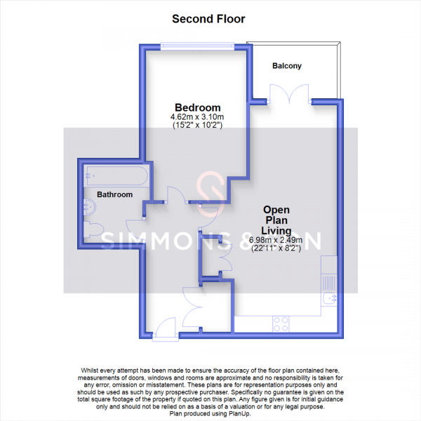 Floor Plan Image for 1 Bedroom Flat for Sale in Sapphire Court, High Street, Slough