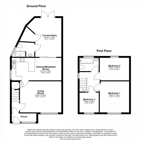 Floor Plan Image for 3 Bedroom Property for Sale in Gloucester Avenue, Slough