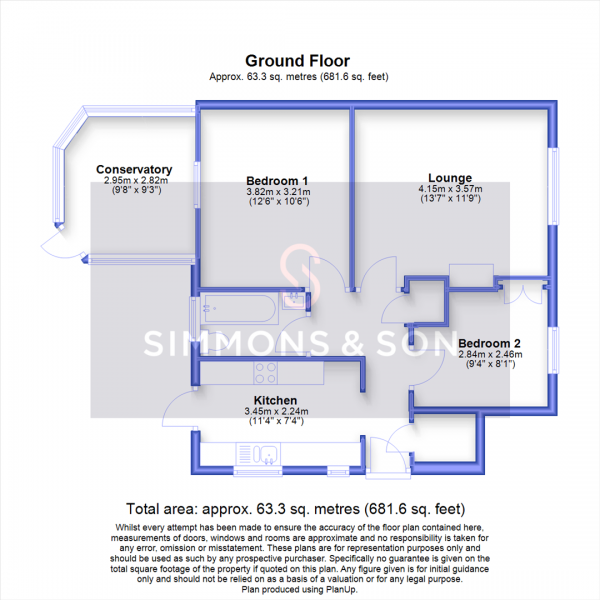 Floor Plan for 2 Bedroom Maisonette for Sale in Deans Close, Stoke Poges, Slough, SL2, 4JX - Guide Price &pound300,000