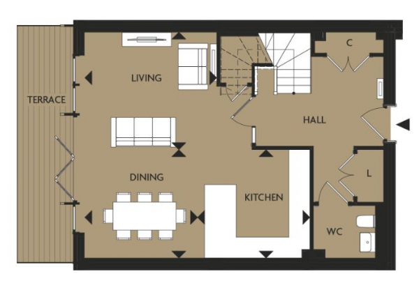 Floor Plan for 3 Bedroom Flat for Sale in Stoke Gardens, Slough, SL1, 3QB -  &pound649,950